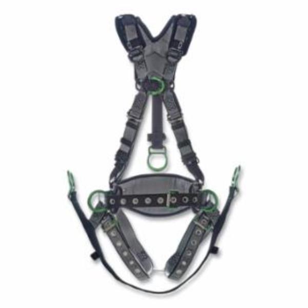 454-10195205 Derrick Harness, Chest & Hip D Rings, Tongue Buckle Leg Straps, Gray - Standard