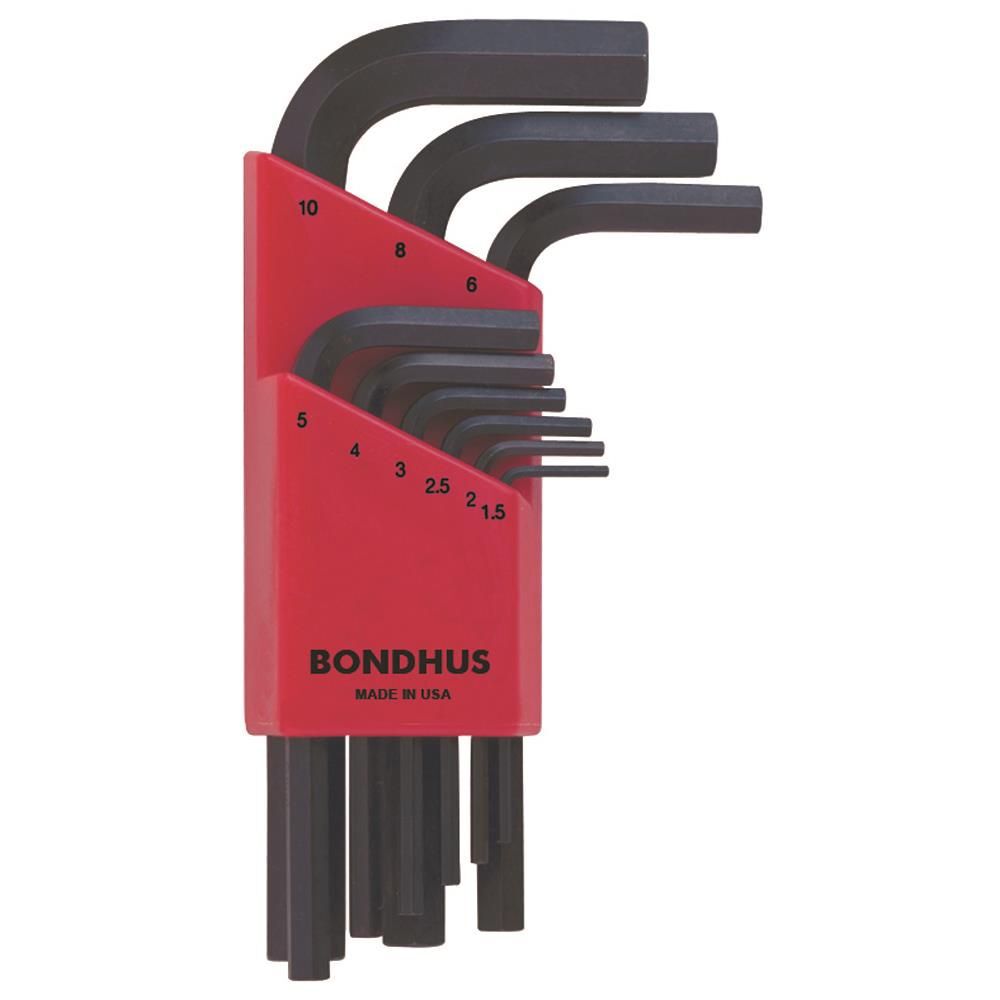 116-12299 1.5-10 mm Hex Short Arm Metric L-Wrench Set - 9 Piece