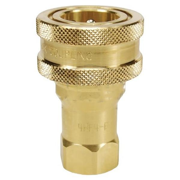 238-2HF2-B-LS 0.25 in. ISO-B Brass Coupler with Lock Sleeve - 0.25 in. Female NPTF
