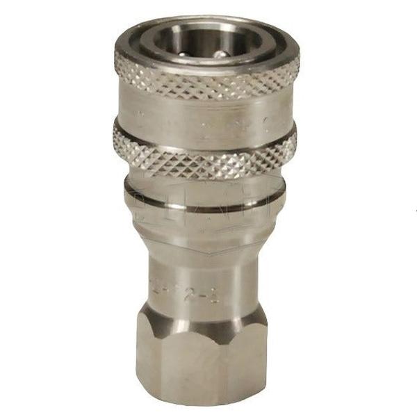 238-2HF2-SS-LS 0.25 in. ISO-B Steel Coupler with Lock Sleeve - 0.25 in. Female NPTF