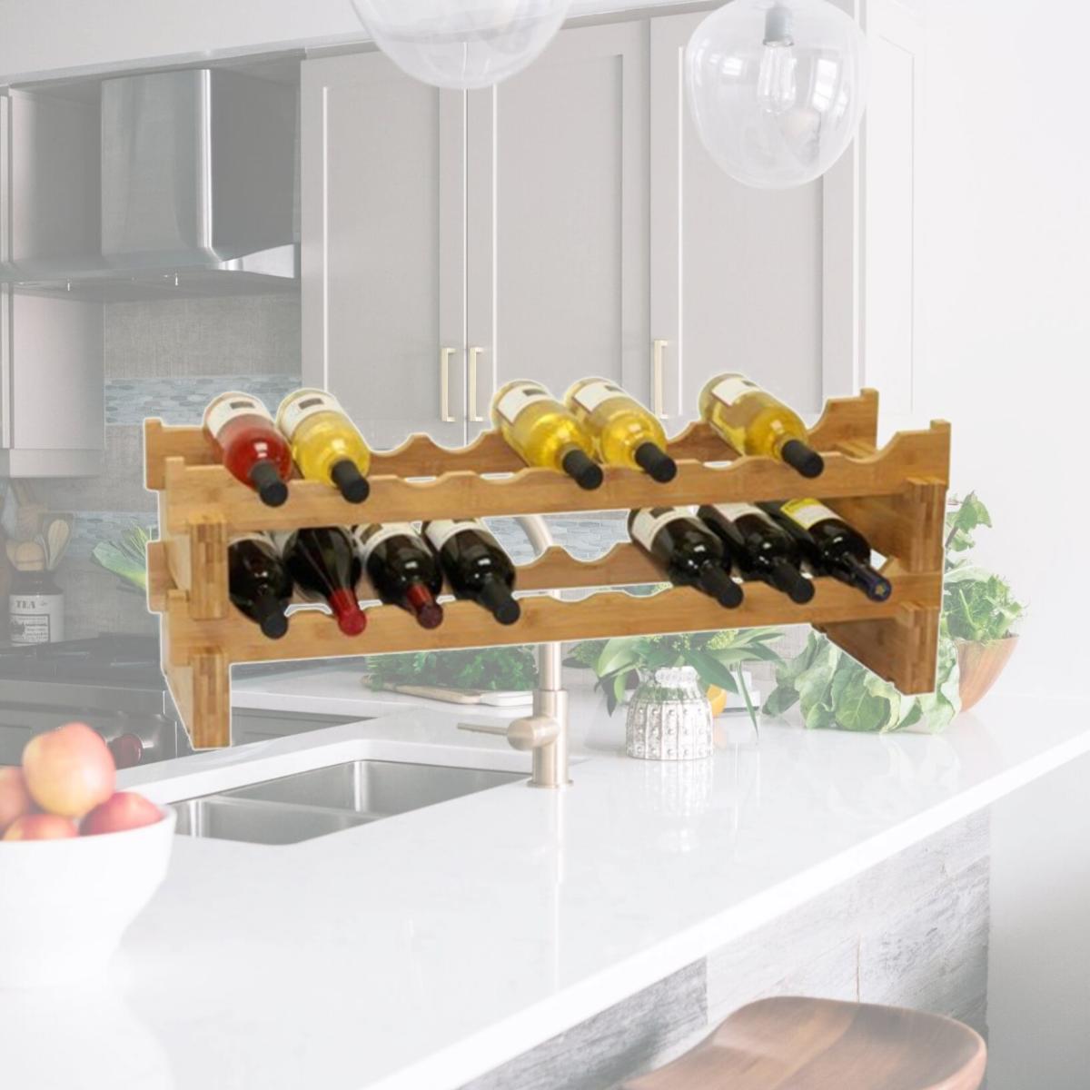 Picture of Oceanstar 18-Bottle Stackable Bamboo Wine Rack
