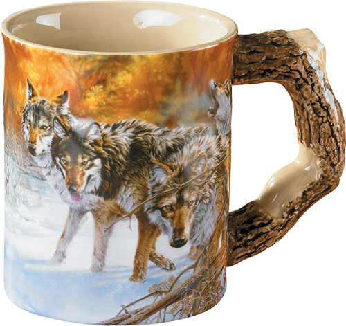 1001488 Multi Color Sculpted Mug, Body Language Wolves
