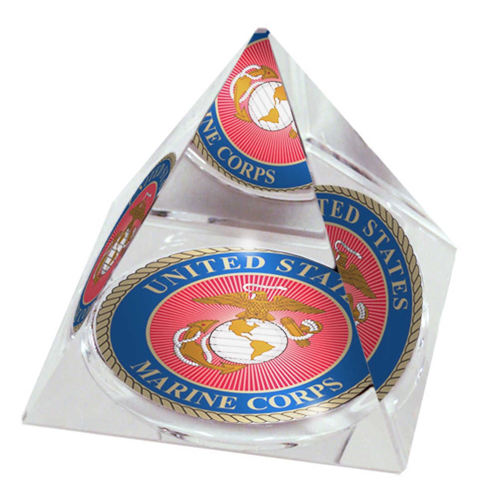 Usmarinepy80 3 In. Crystal Pyramid Collectible With Design