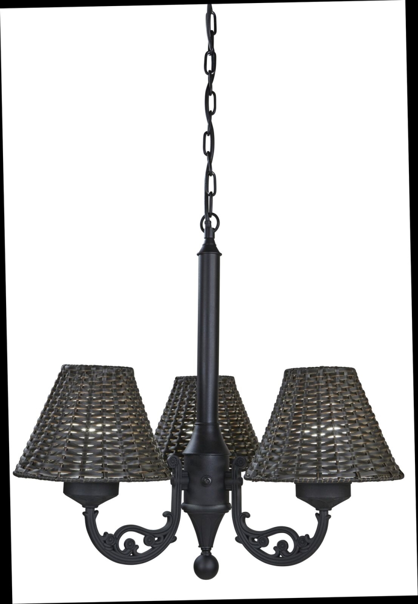 Concepts 17750 Versailles Chandelier With Body And Walnut Wicker Shades, Black