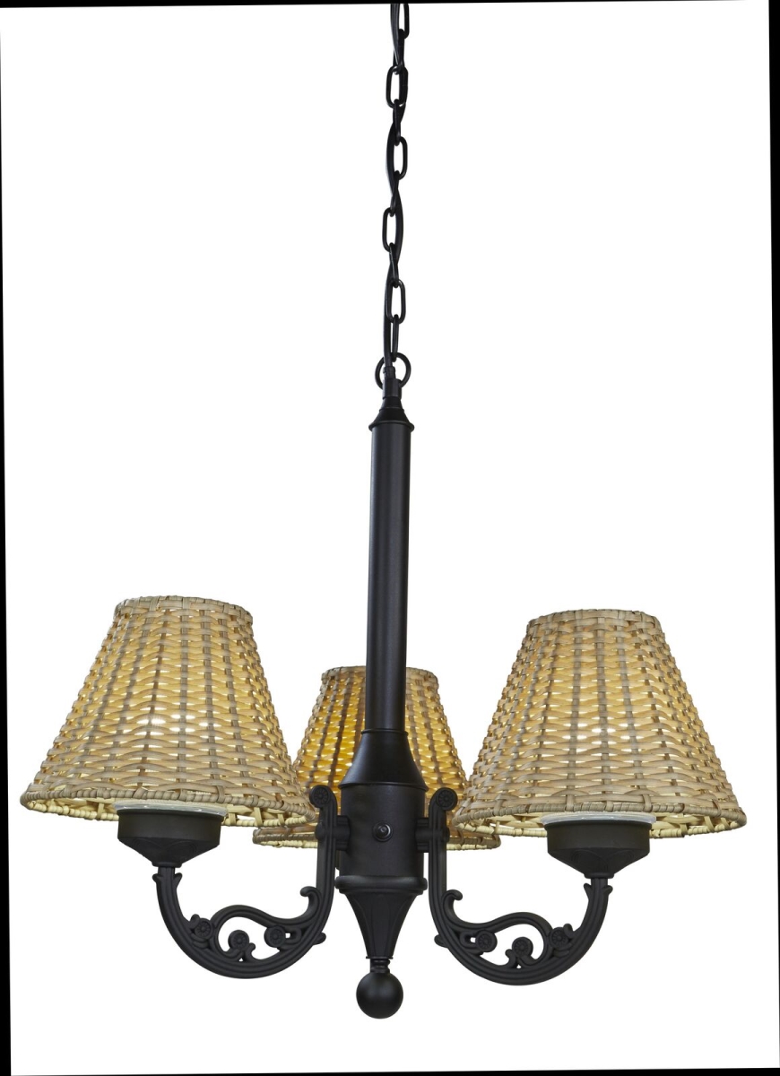 Concepts 19750 Versailles Chandelier With Body And Stone Wicker Shades, Black