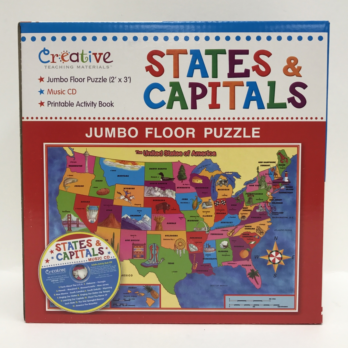 Ctm1022 States & Capitals Jumbo Floor Puzzle With Cd