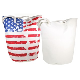 290-ssjbb Stars & Stripes Canvas Jumbo Bucket Tote Bag - Red, White & Blue