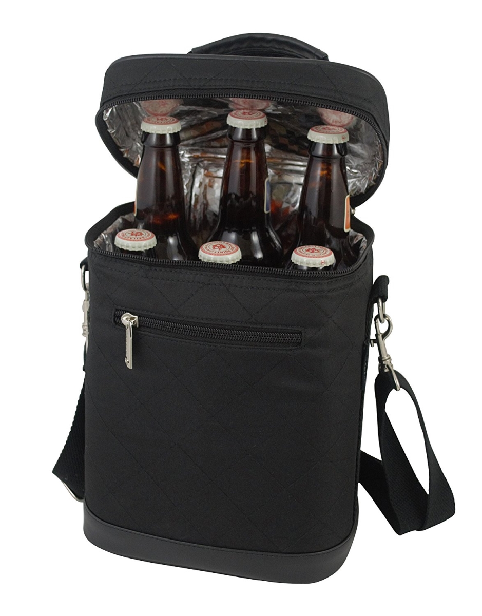 Beer Bag-insulated 6 Bottle Beverage Tote, Black