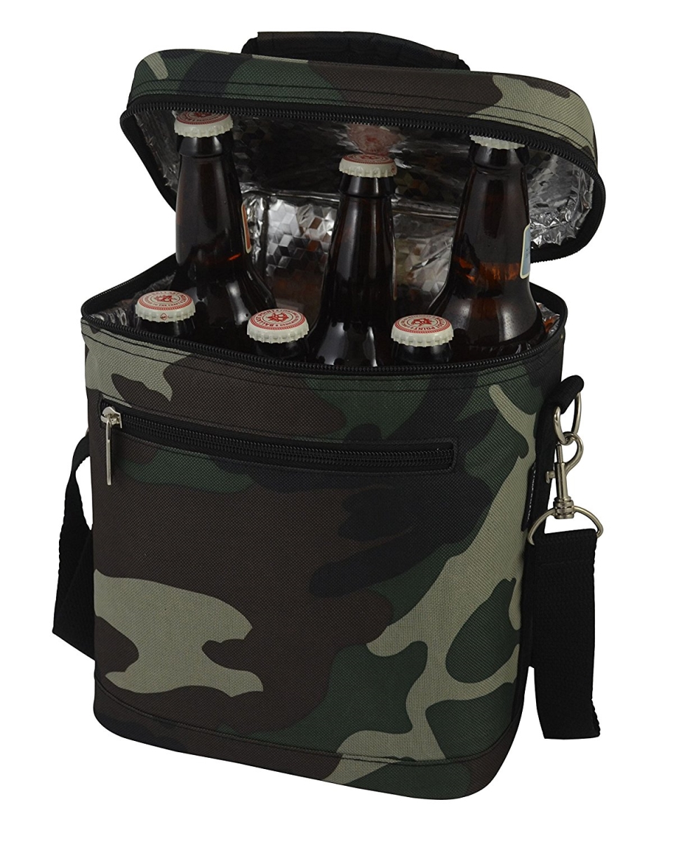 Beer Bag-insulated 6 Bottle Beverage Tote, Camo