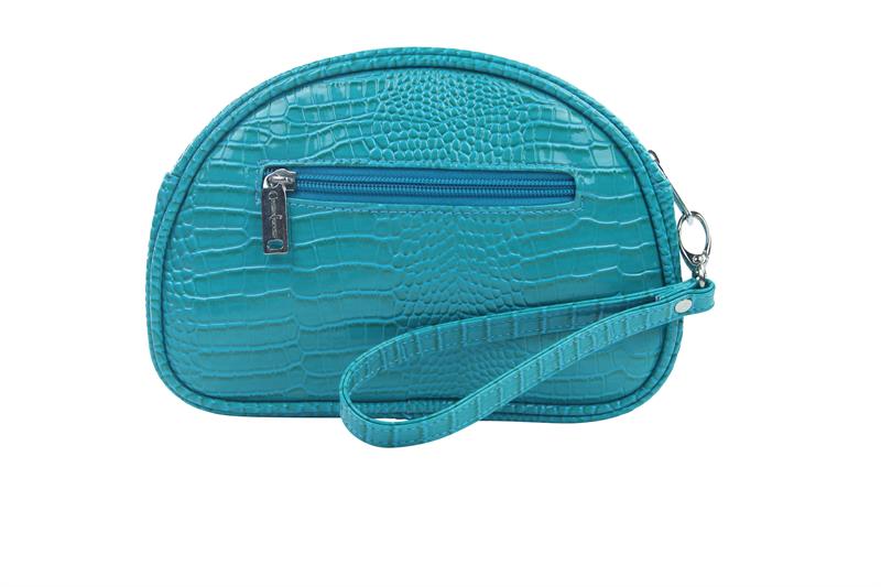 Pina Colada-clutch Insulated Cosmetics Bags With Removable Wristlet, Blue Turquoise