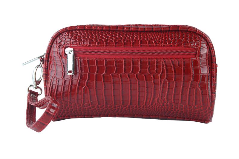 Margarita-insulated Cosmetics Bags With Removable Wristlet, Red Croc