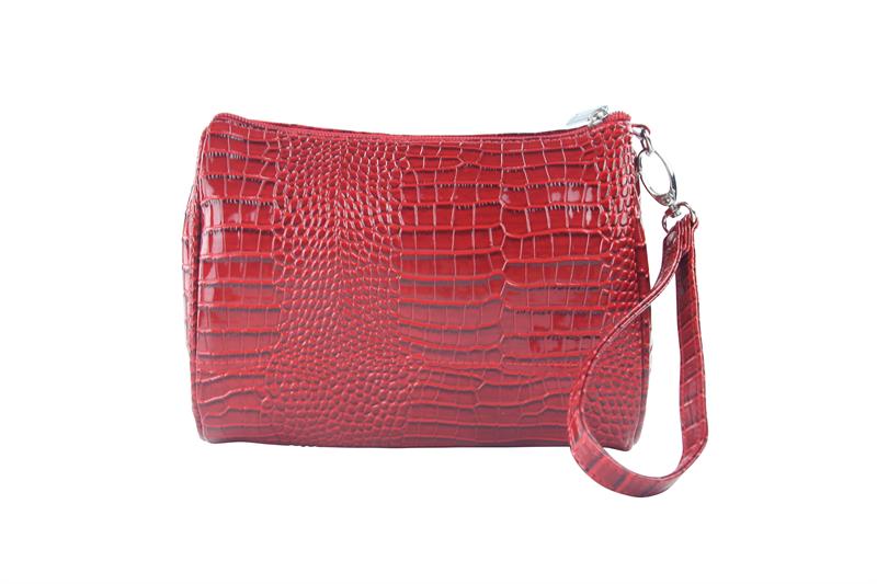 Shirley Temple-touch Up Insulated Cosmetics Bags With Removable Wristlet, Red Croc - Large