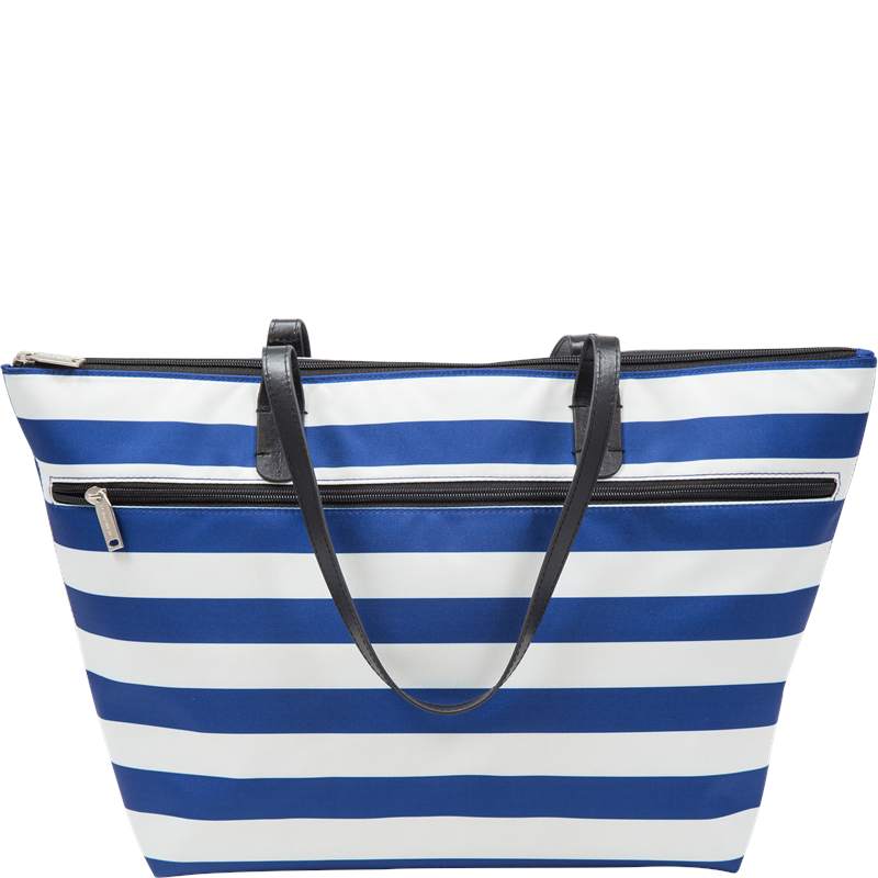 2030-bs Libation Blue Stripe Tote Bag With Hidden Compartment For Two Bottles Insulated With Divider