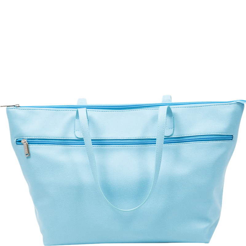 2038-bb Libation Baby Blue Tote Bag With Hidden Compartment For Two Bottles Insulated With Divider