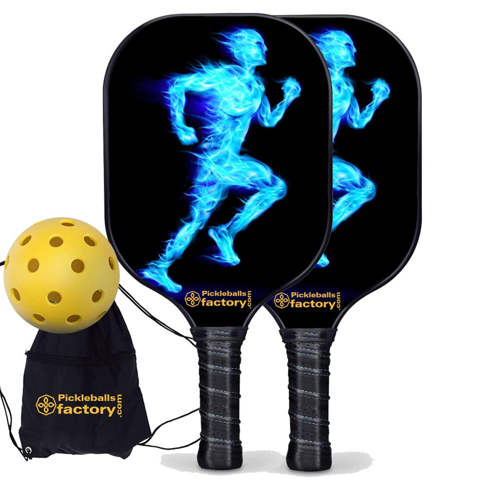 Best Pickleball Set - Blue Fires Custom Pickleball Paddle, Glassfiber Graphite