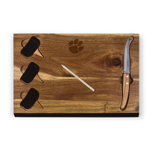 833-00-512-103-0 Clemson Tigers - Delio Acacia Bamboo Cheese Board & Tools Set