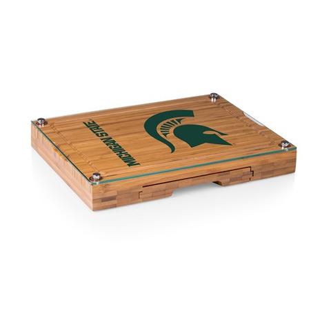 919-00-505-354-0 Michigan State Spartans - Concerto Bamboo Cutting Board, Tray & Cheese Tools Set