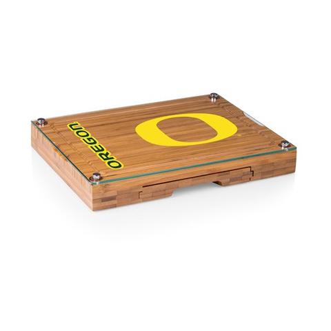 919-00-505-474-0 Oregon Ducks - Concerto Bamboo Cutting Board, Tray & Cheese Tools Set