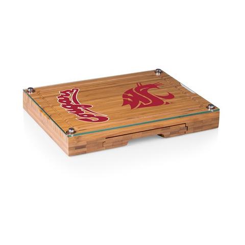 919-00-505-634-0 Washington State Cougars - Concerto Bamboo Cutting Board, Tray & Cheese Tools Set
