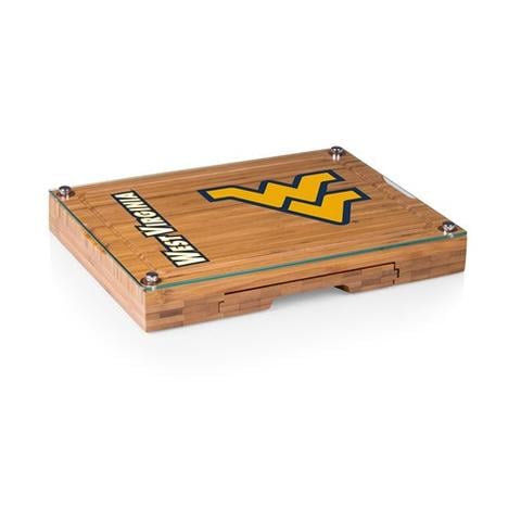 919-00-505-834-0 West Virginia Mountaineers - Concerto Bamboo Cutting Board, Tray & Cheese Tools Set