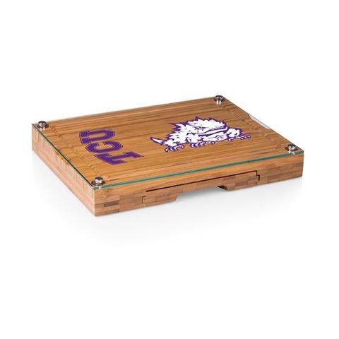 919-00-505-844-0 Tcu Horned Frogs - Concerto Bamboo Cutting Board, Tray & Cheese Tools Set
