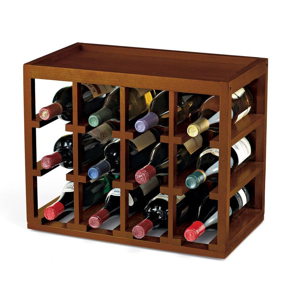 31333016512 Cube-stack Wine Bottle & Stemware Rack Set, Walnut Stain