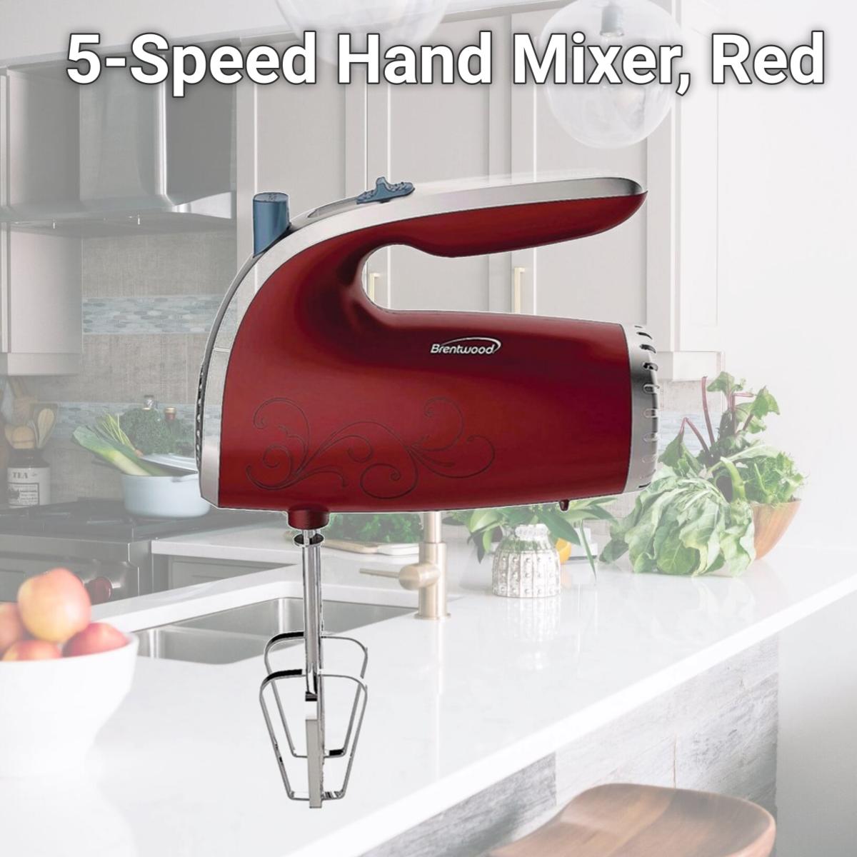 Picture of Brentwood HM-48R 5-Speed Hand Mixer, Red