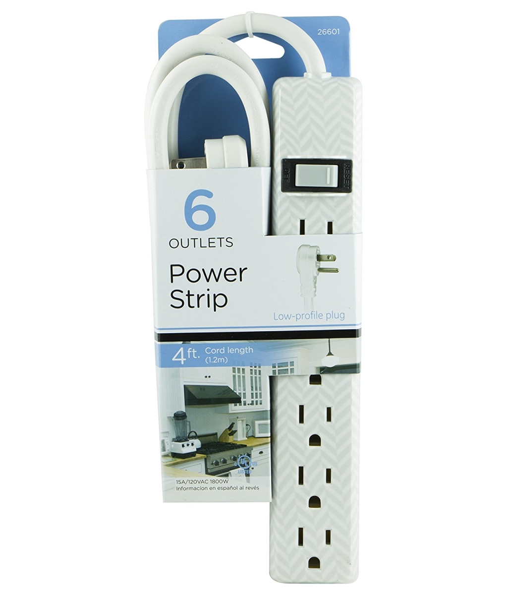26601 4 Ft. Cord & 6 Outlet Patterned Power Strip
