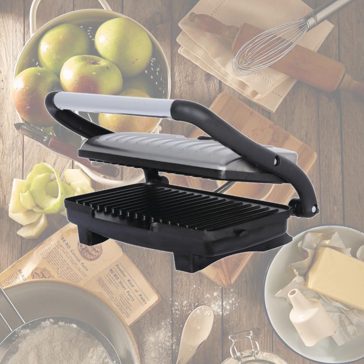 Picture of Brentwood TS-611 1000W Ceramic Panini Press Grill, Metallic