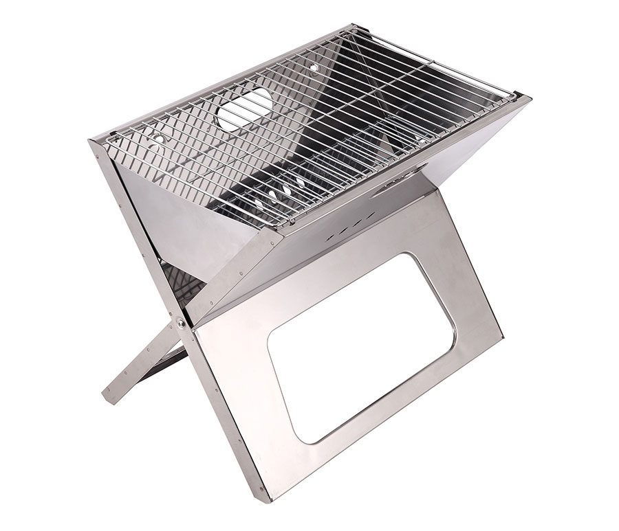 18 In. Portable Folding Charcoal Bbq Grill, Silver