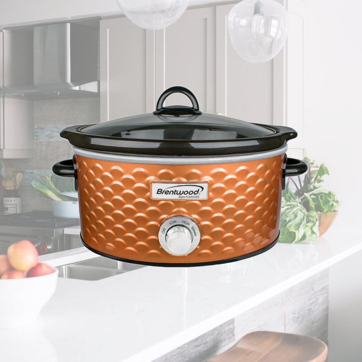 Picture of Brentwood Appliances SC-140C 4.5 qt. Scallop Pattern Slow Cooker - Orange