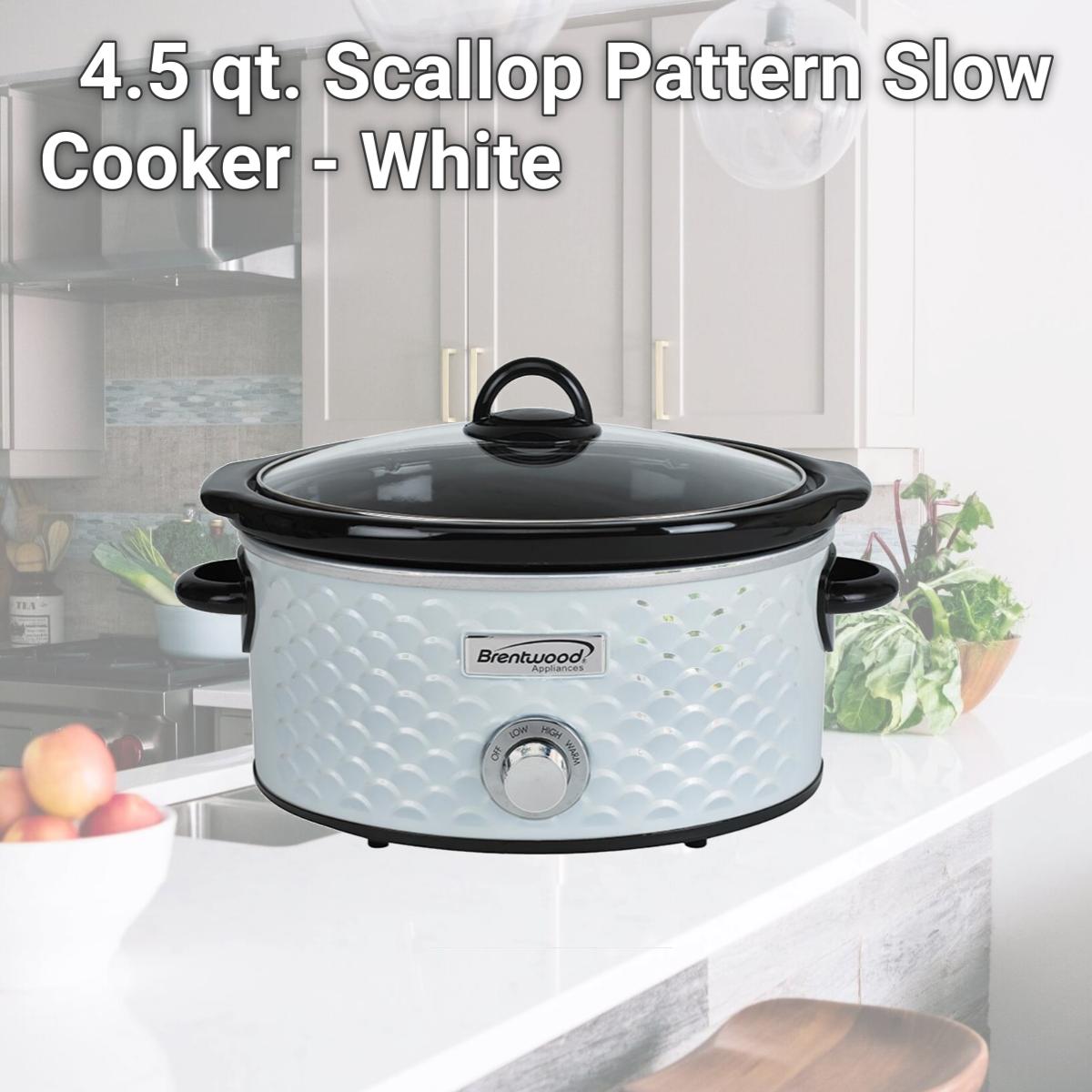 Picture of Brentwood Appliances SC-140W 4.5 qt. Scallop Pattern Slow Cooker - White