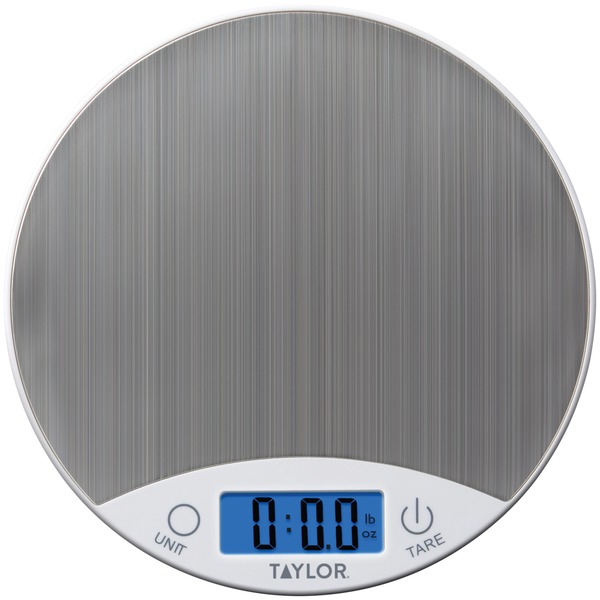 389621 11 Lbs Stainless Steel Digital Kitchen Scale, Silver & White