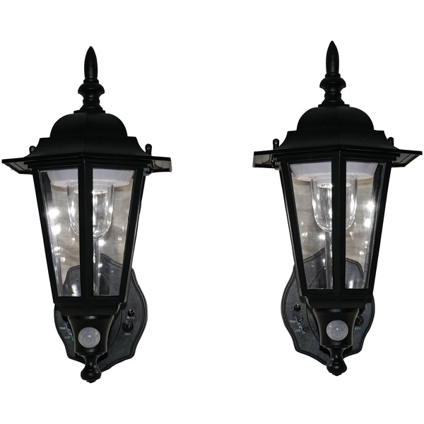 44719-2pack Battery-powered Motion-activated Plastic Led Wall Sconce, Black - Pack Of 2