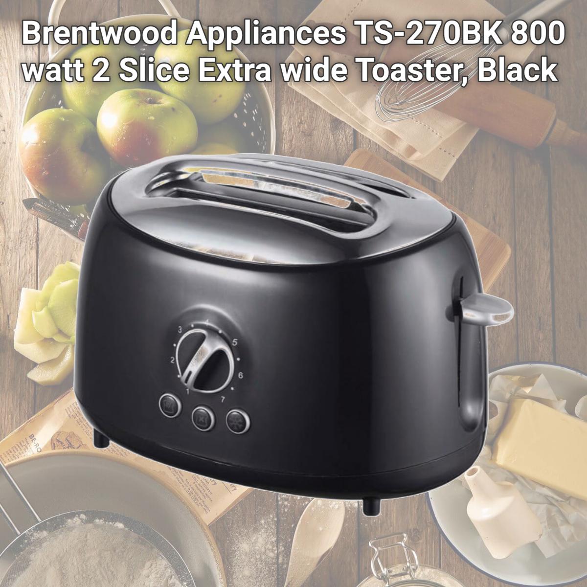 Picture of Brentwood Appliances TS-270BK 800 watt 2 Slice Extra wide Toaster, Black