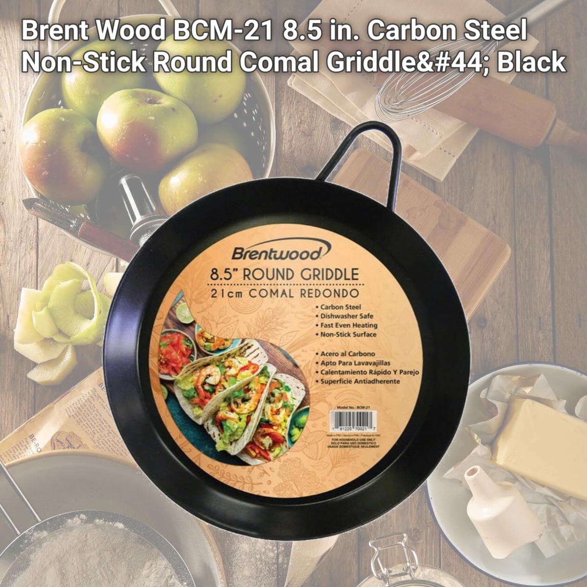 Picture of Brent Wood BCM-21 8.5 in. Carbon Steel Non-Stick Round Comal Griddle, Black