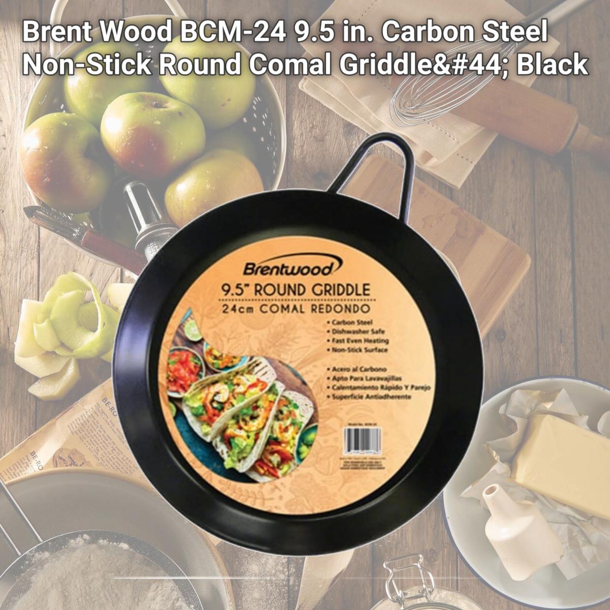 Picture of Brent Wood BCM-24 9.5 in. Carbon Steel Non-Stick Round Comal Griddle, Black