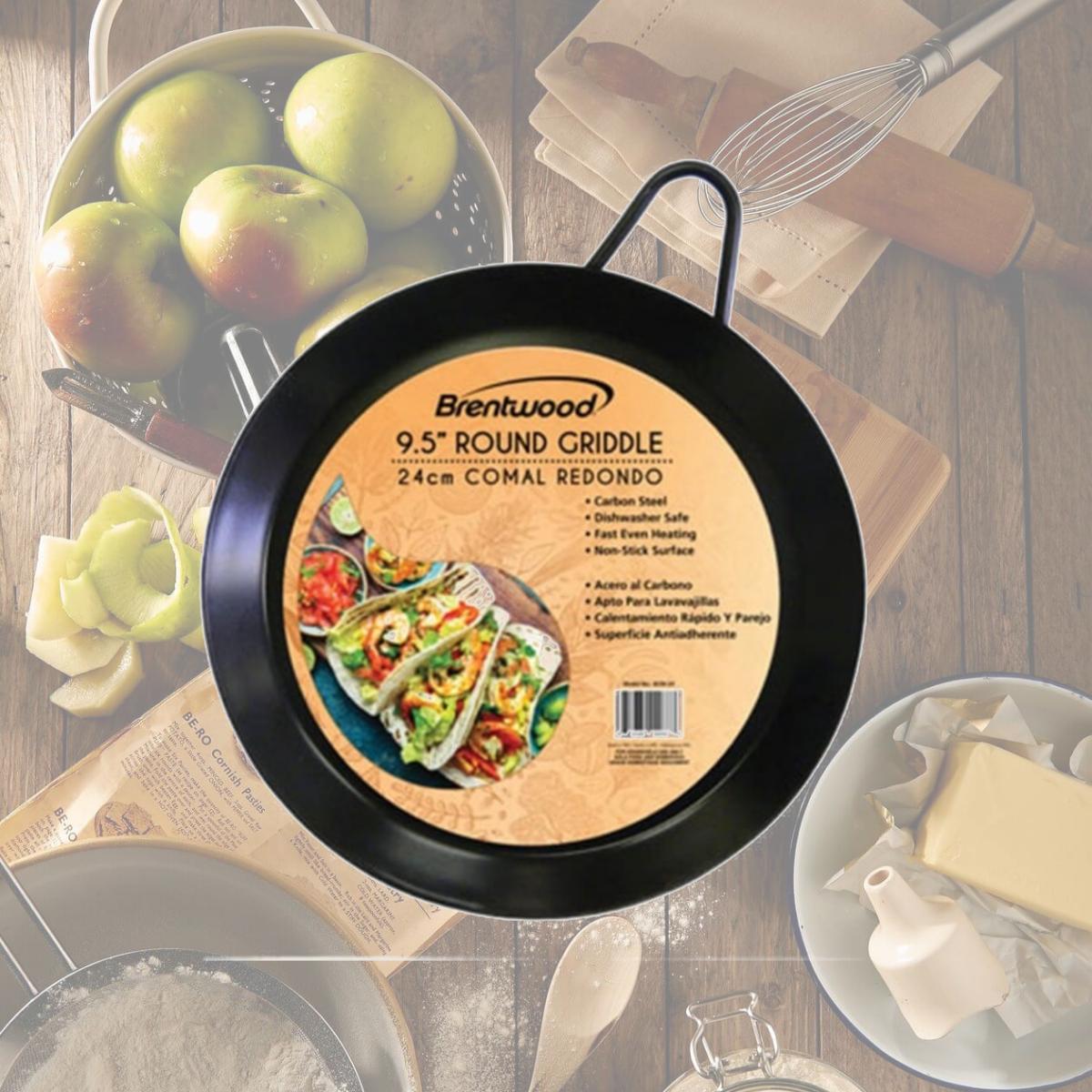 Picture of Brent Wood BCM-24 9.5 in. Carbon Steel Non-Stick Round Comal Griddle, Black