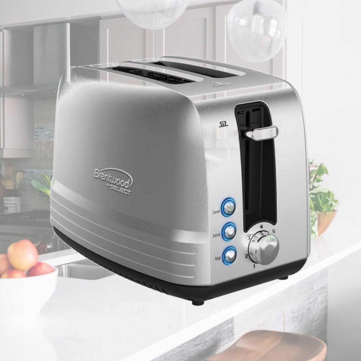 Picture of Brentwood Appliances TS-227S 850W Extra-Wide Slot 2-Slice Stainless Steel Toaster