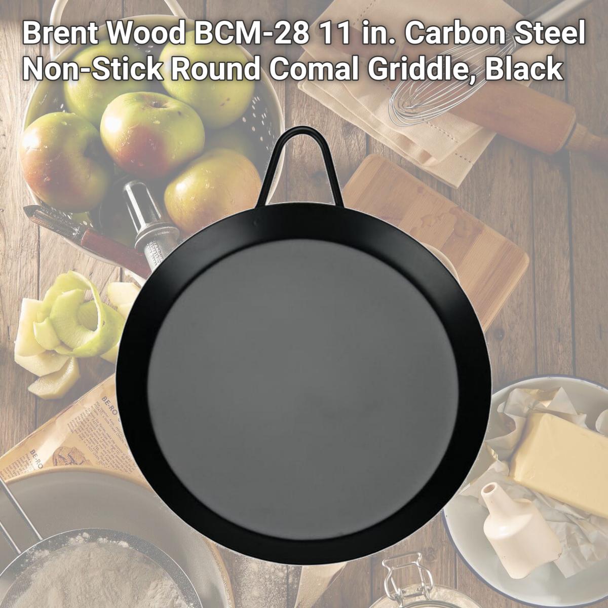 Picture of Brent Wood BCM-28 11 in. Carbon Steel Non-Stick Round Comal Griddle, Black