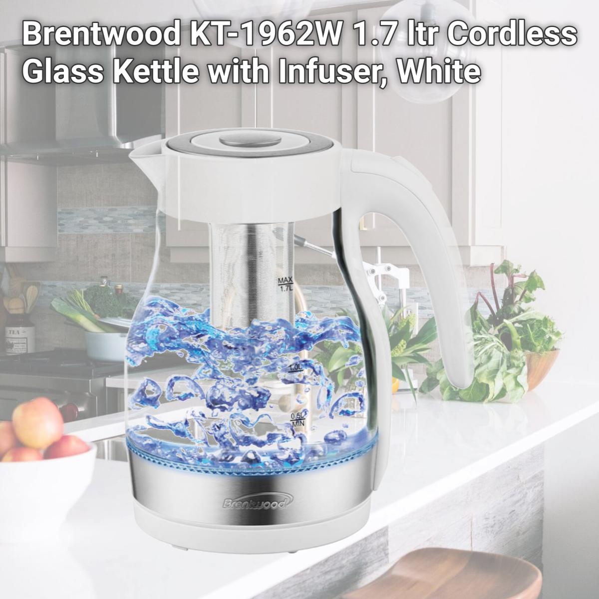Picture of Brentwood KT-1962W 1.7 ltr Cordless Glass Kettle with Infuser, White