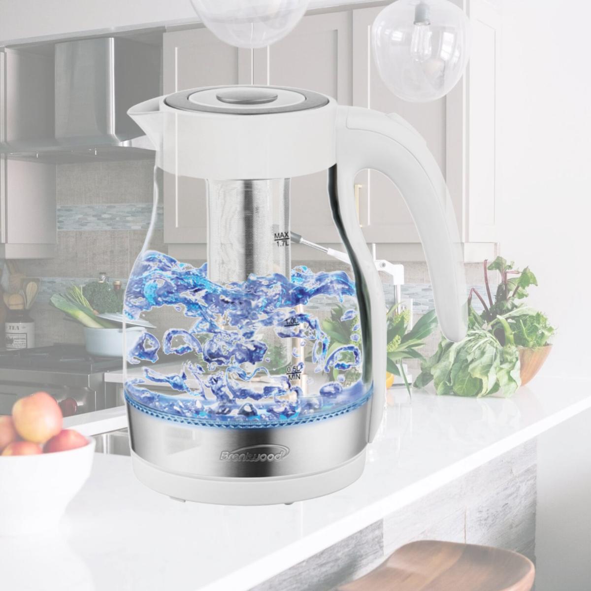 Picture of Brentwood KT-1962W 1.7 ltr Cordless Glass Kettle with Infuser, White