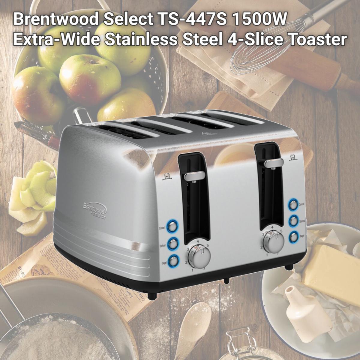 Picture of Brentwood Select TS-447S 1500W Extra-Wide Stainless Steel 4-Slice Toaster