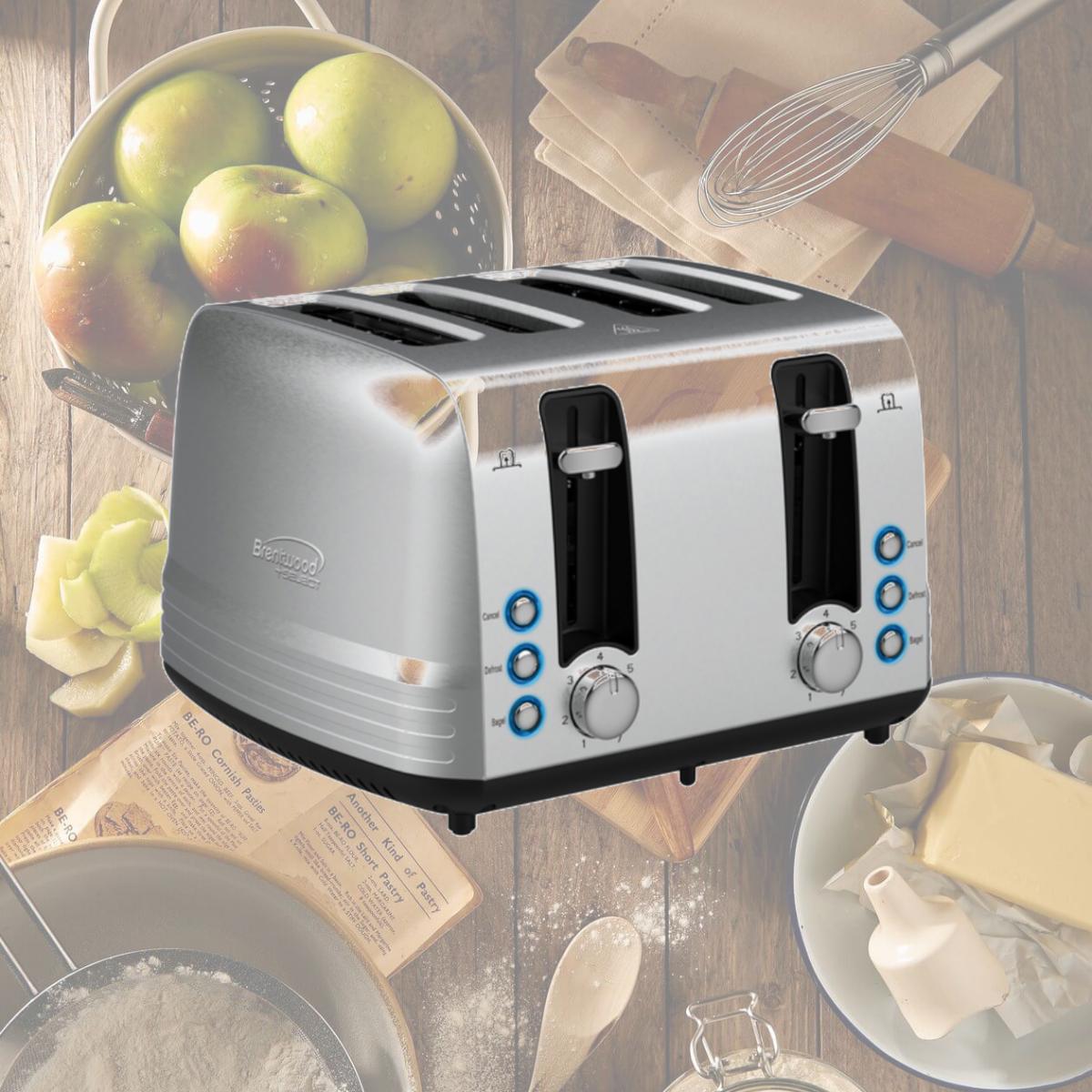 Picture of Brentwood Select TS-447S 1500W Extra-Wide Stainless Steel 4-Slice Toaster