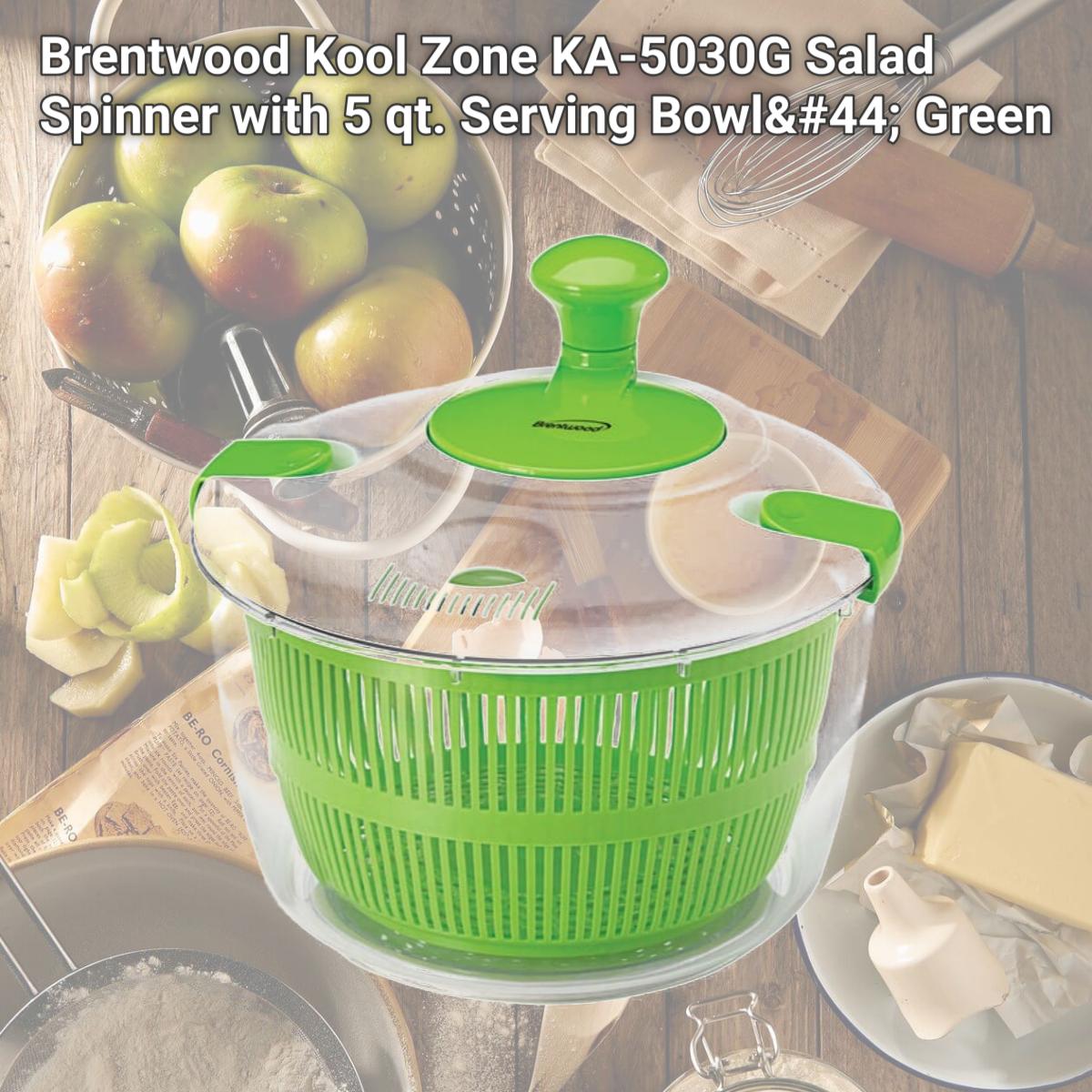 Picture of Brentwood Kool Zone KA-5030G Salad Spinner with 5 qt. Serving Bowl, Green