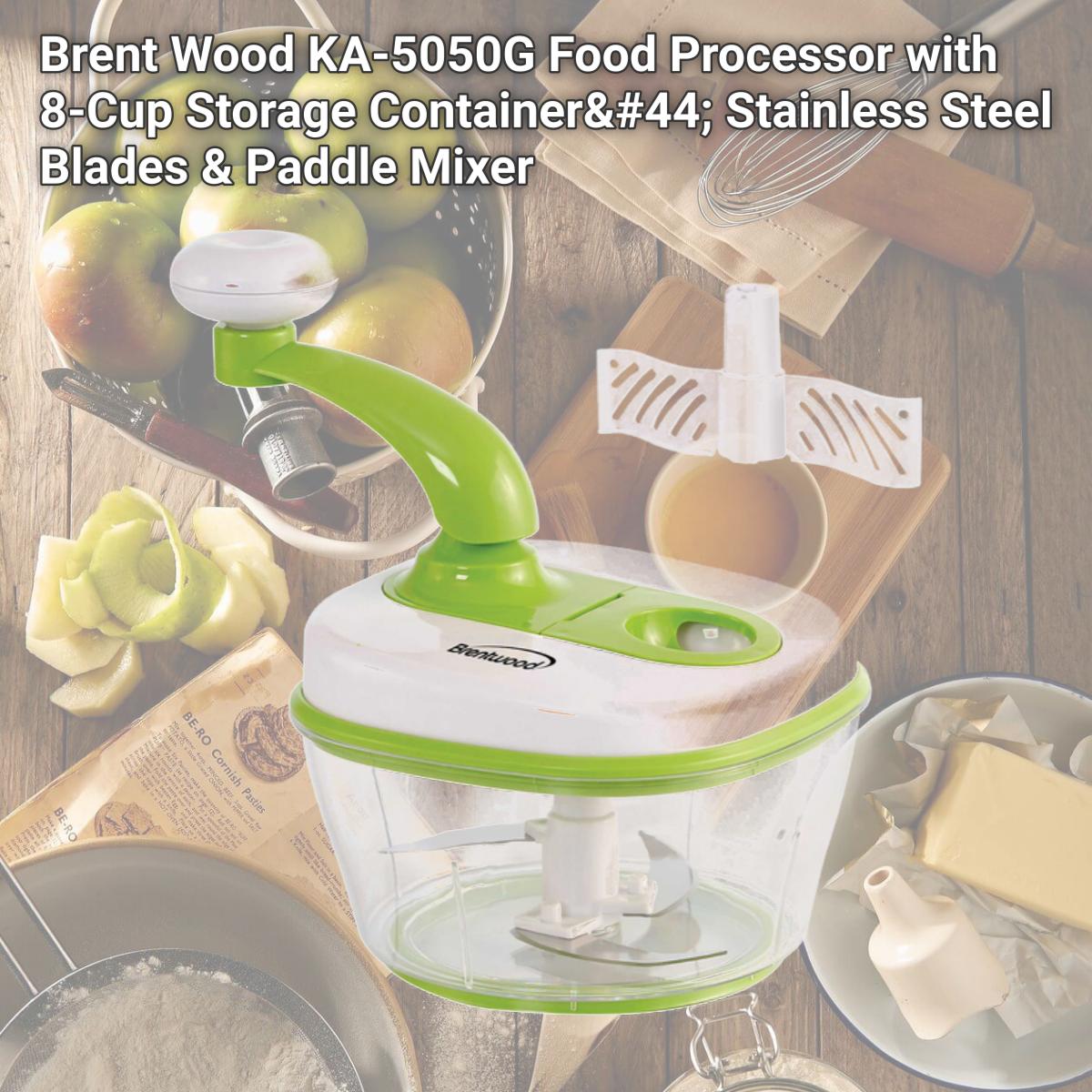 Picture of Brent Wood KA-5050G Food Processor with 8-Cup Storage Container, Stainless Steel Blades & Paddle Mixer