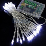 600063 40 Led String Light Battery Operated Green Wire, White