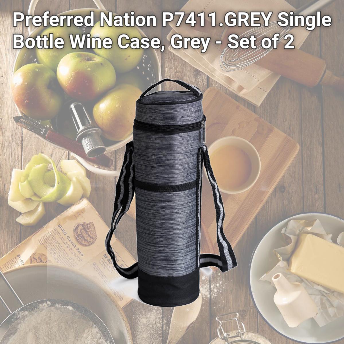 Picture of Preferred Nation P7411.GREY Single Bottle Wine Case, Grey - Set of 2