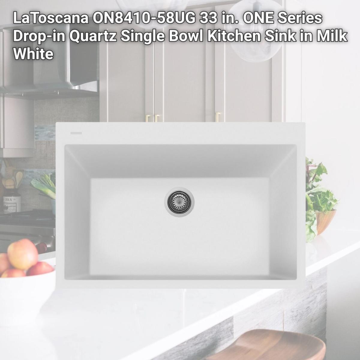 Picture of LaToscana ON8410-58UG 33 in. ONE Series Drop-in Quartz Single Bowl Kitchen Sink in Milk White