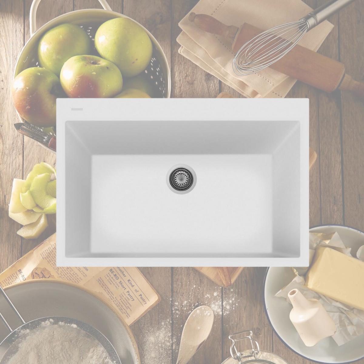 Picture of LaToscana ON8410-58UG 33 in. ONE Series Drop-in Quartz Single Bowl Kitchen Sink in Milk White